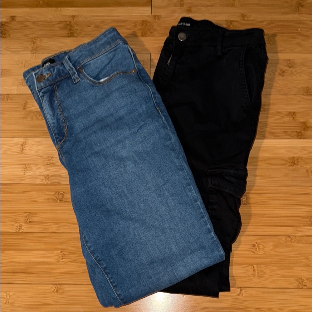 Blue and Black Denim Jeans
